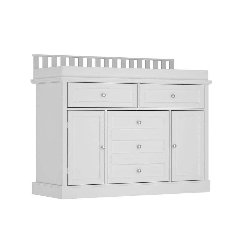 FUFU&GAGA Changing Table with Ample Storage and Adjustable Drawers, 46.3" W x 18.4" D x 38.2" H, White