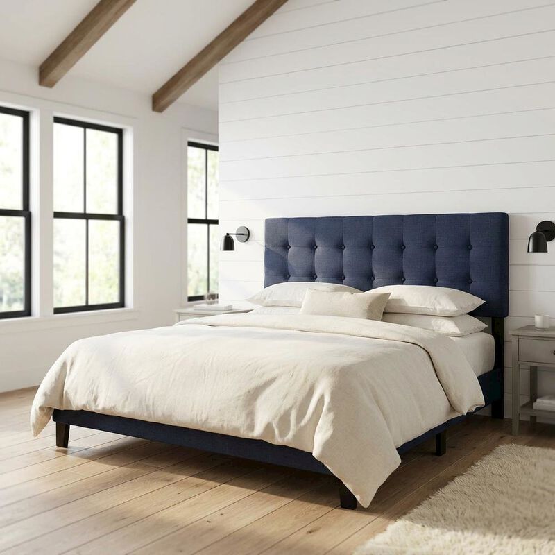 Fabric-Upholstered King Headboard, Wall Mount Padded Panel King Size Only, Navy image number 3