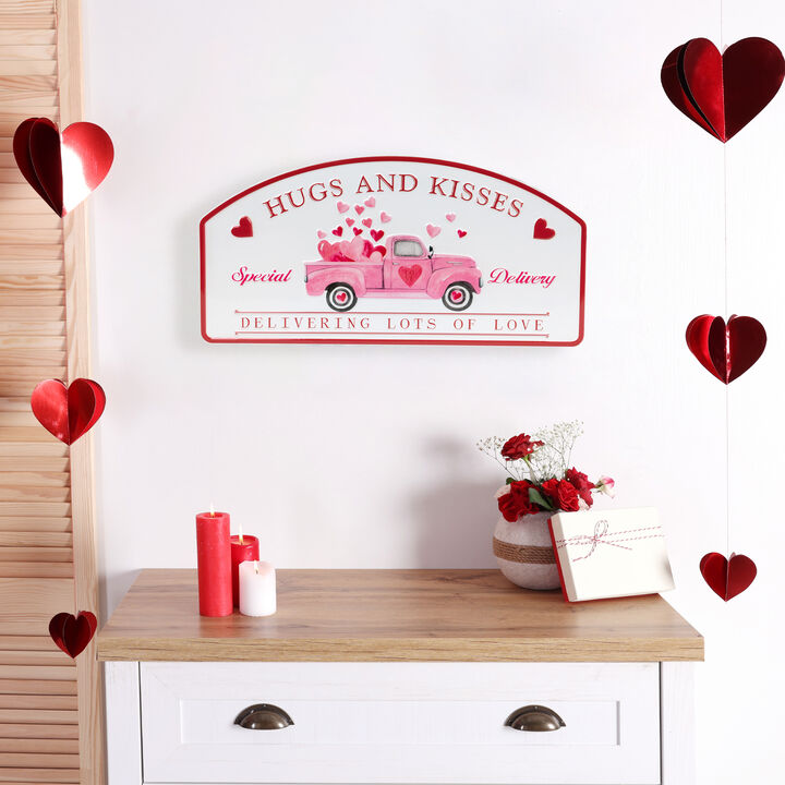 Hugs and Kisses Valentine's Day Wall Sign - 18"