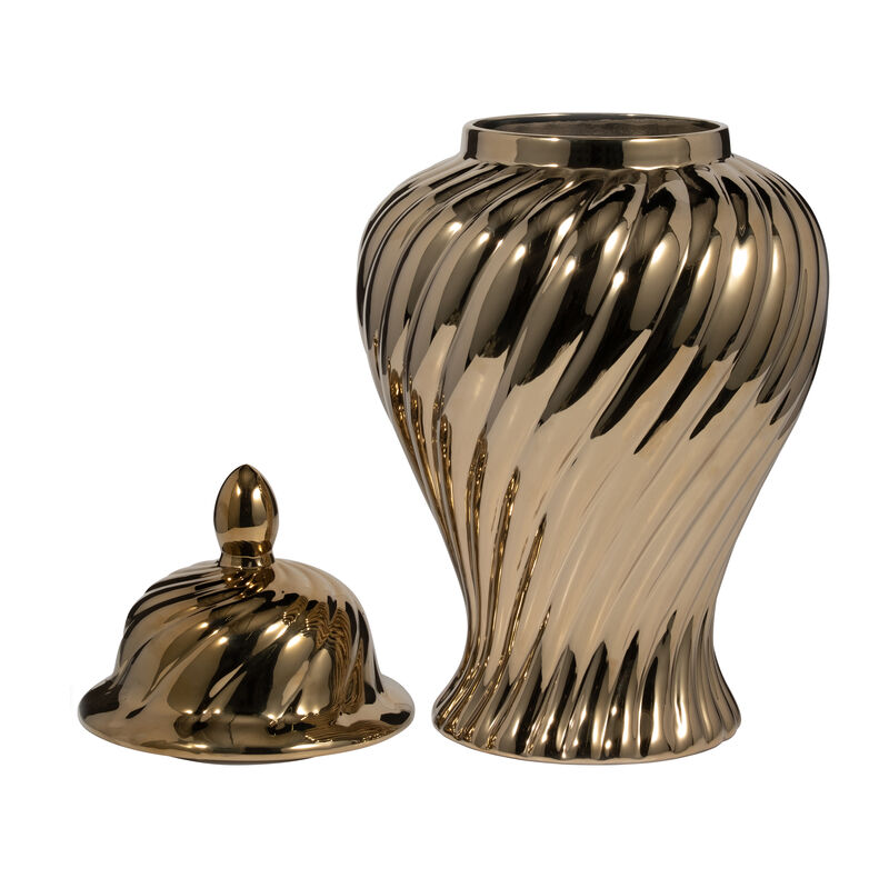 Cer, 20" Swirl Temple Jar, Gold image number 3