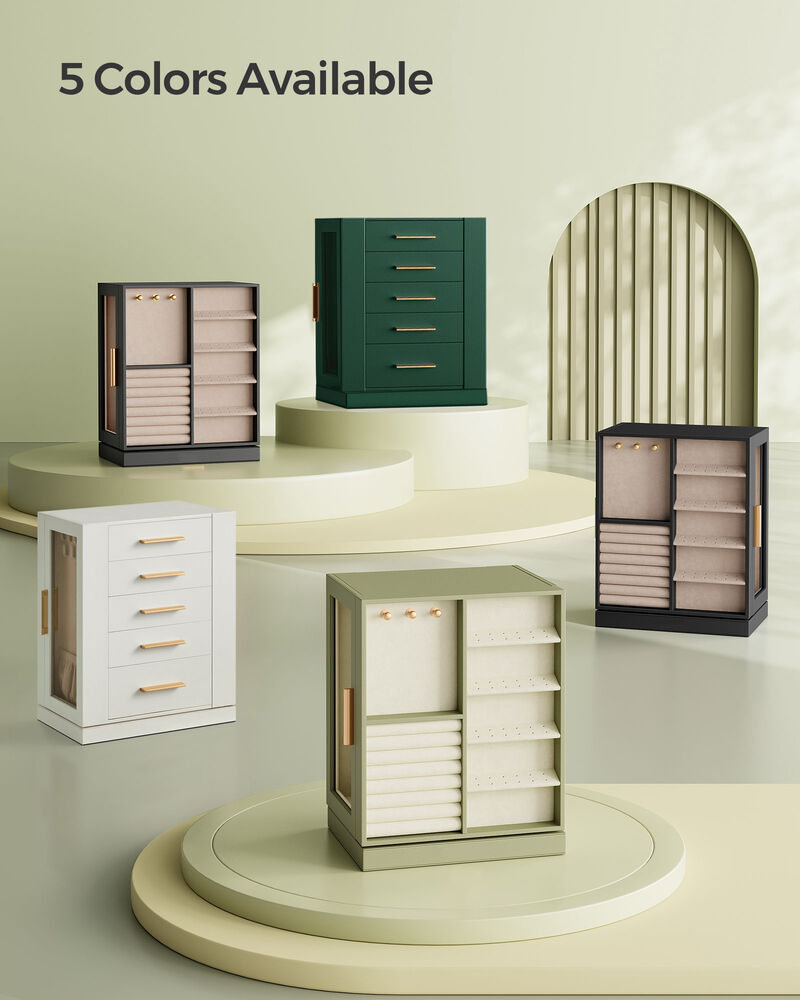 360&deg; Rotating Jewelry Box with Multi-Layer Storage and Elegant Design