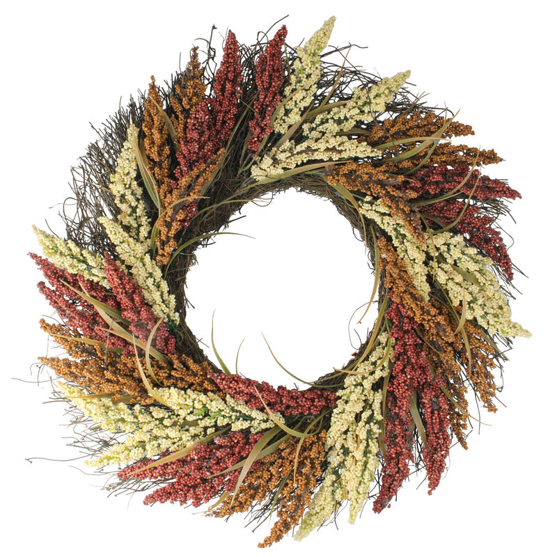 Autumn Harvest Mixed Heather Artificial Grapevine Wreath  22 Inch Unlit image number 0