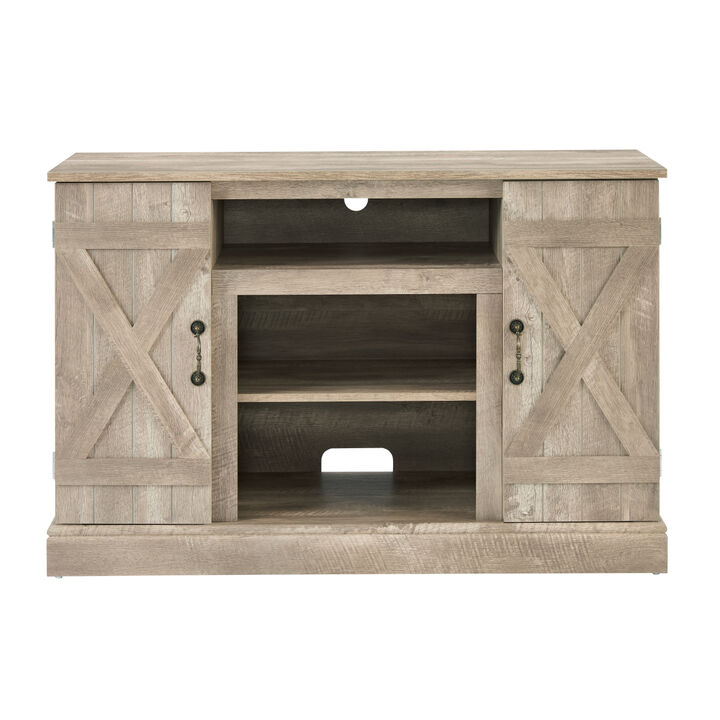 Farmhouse Classic Media TV Stand Antique Entertainment Console for TV up to 50" with Open and Closed Storage Space, Ashland Pine, 47" Wx15.5" Dx30.75" H