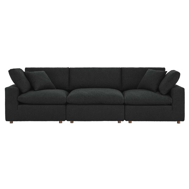 Commix Down Filled Overstuffed Boucle Fabric 3-Seater Sofa