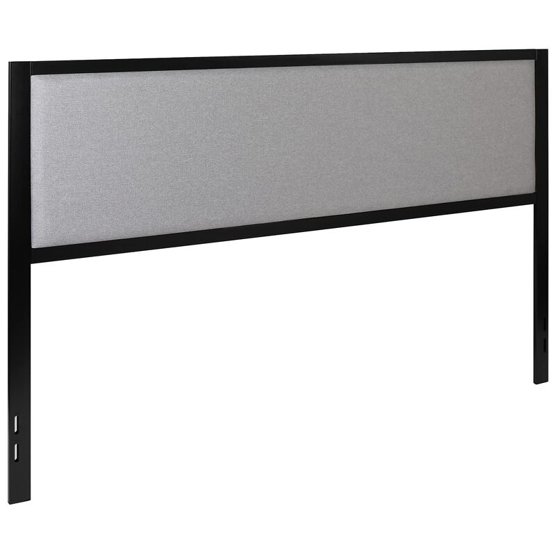 Flash Furniture Melbourne Metal Upholstered King Size Headboard in Light Gray Fabric image number 0