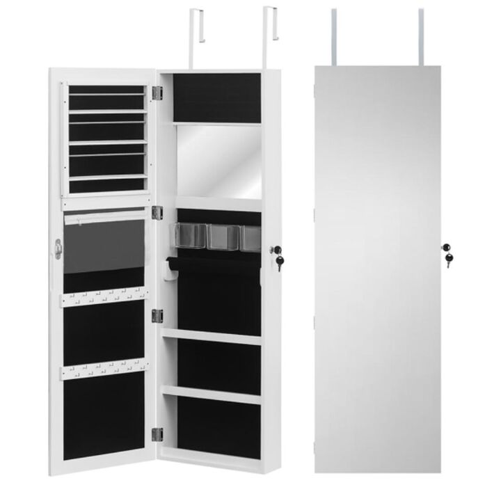 Retro Dressing Mirror Jewelry Cabinet with Storage and Decorative Design