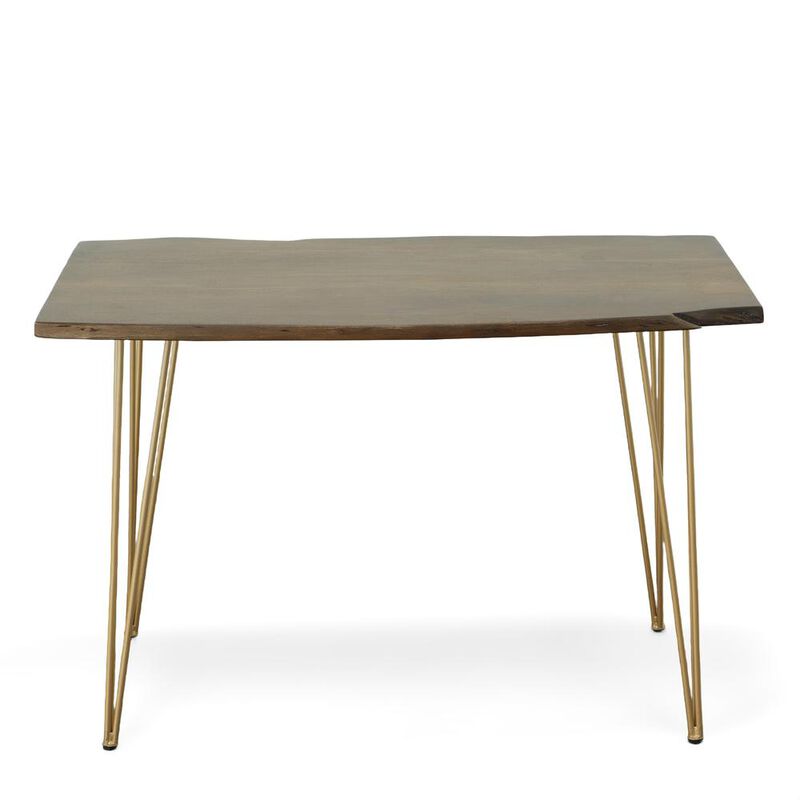 Carolina Living Seti Live Edge Dining Table - Elm Top - Gold Base