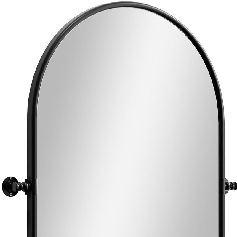 HomeRoots 32" Black Arch Metal Swivel Framed Accent Mirror image number 4