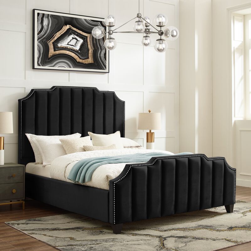 Inspired Home Ruhi Velvet Platform Bed