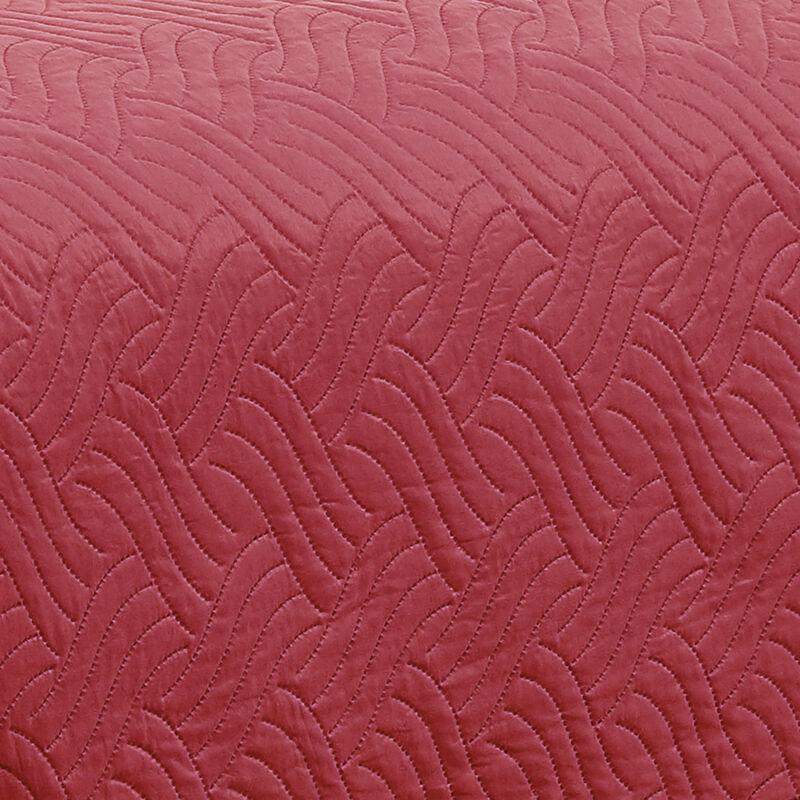 RT Designers Collection Ruby 3pc Pinsonic High Quality All Season Quilt Set for Revitalize Bedroom King Red