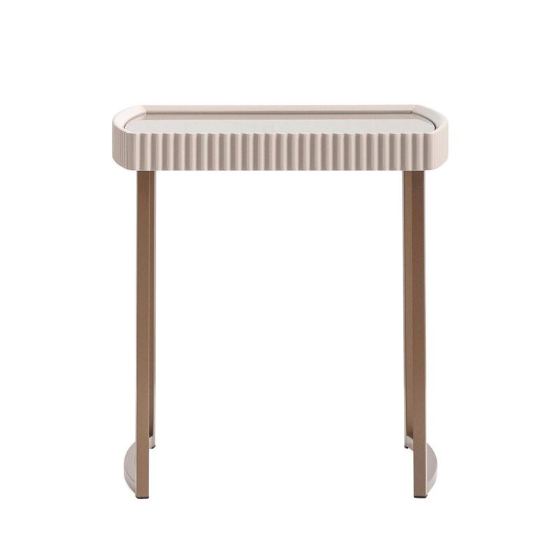 Michael Amini Lisbon Side Table - Silken Cream/Bronze