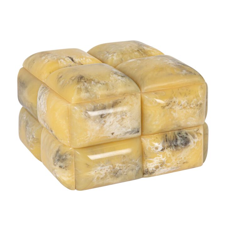 Marbled Resin Square Studded Decorative Storage Box with Lid