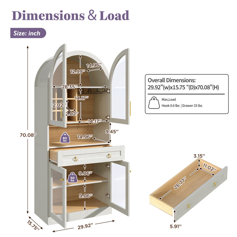 Bunnas Tall Arched Bar Cabinet image number 9