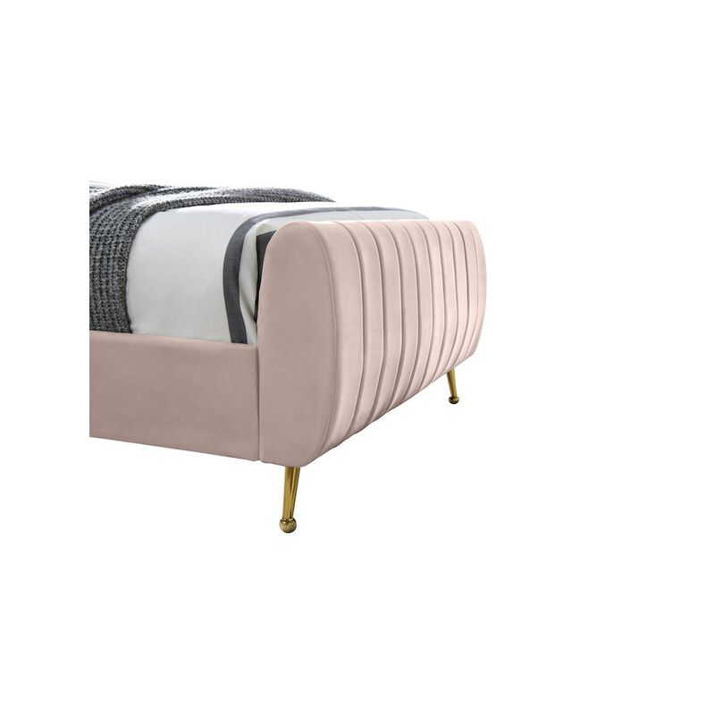 Meridian Furniture Zara Pink Velvet Twin Bed