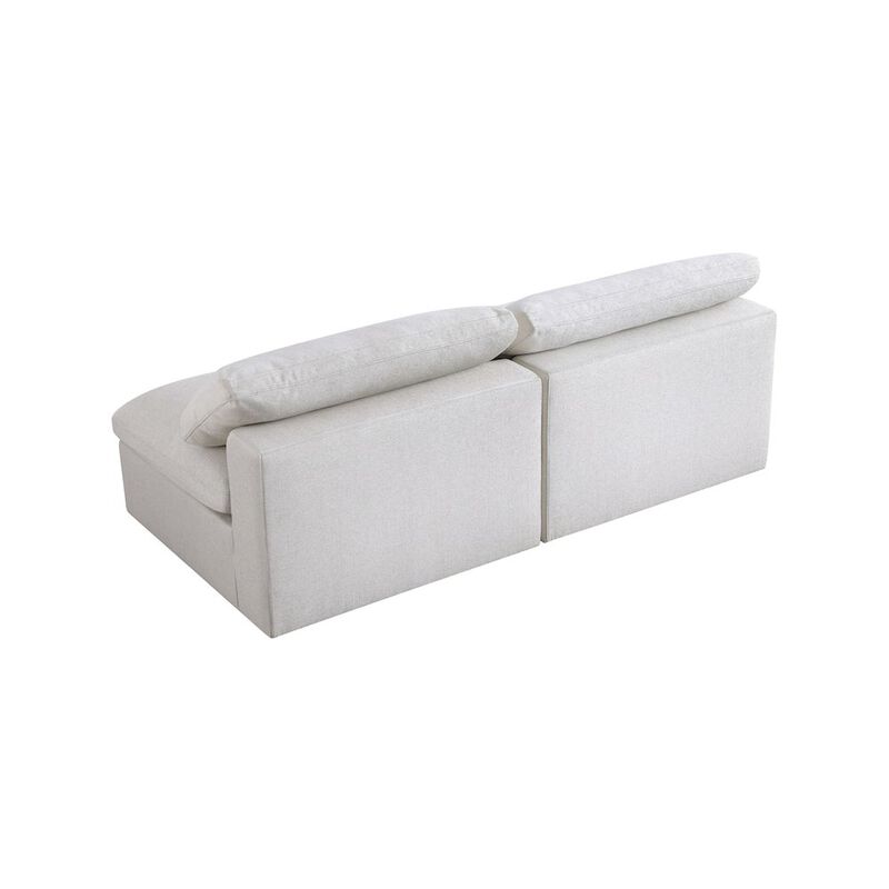 Meridian Furniture Serene Cream Linen Textured Fabric Deluxe Comfort Modular Armless Sofa