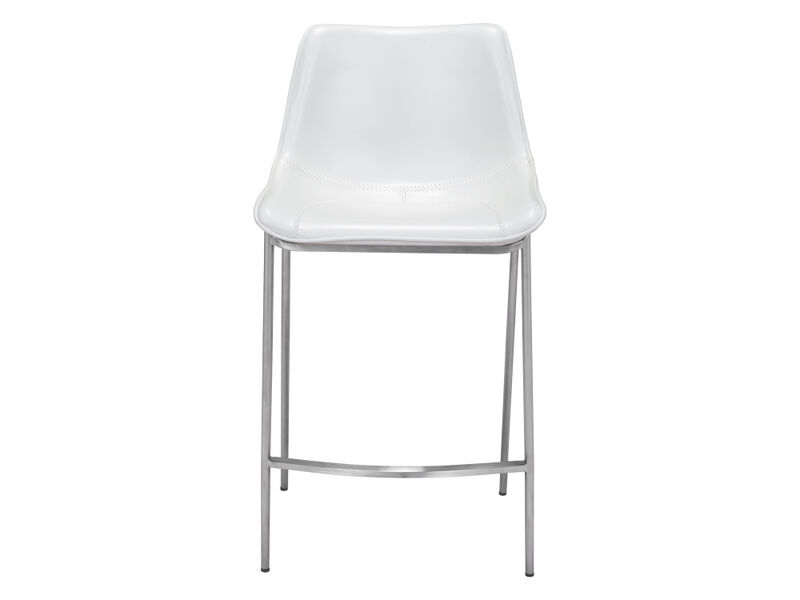 Magnus Counter Stool (Set of 2) White & Silver