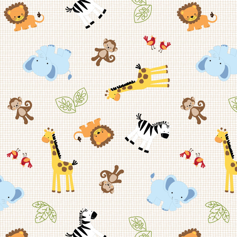 Bedtime Originals Jungle Buddies Beige Safari Animals Fitted Baby Crib Sheet