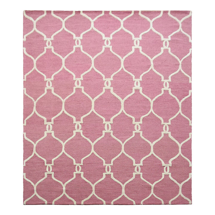 RUGSOTIC CARPETS HAND TUFTED WOOL ECO-FRIENDLY AREA RUGS  - Rectangle Shape, Pink & Beige, Geometric Modern Design, High Pile Handmade Area Rugs for Living Room, Bed Room (K01004)