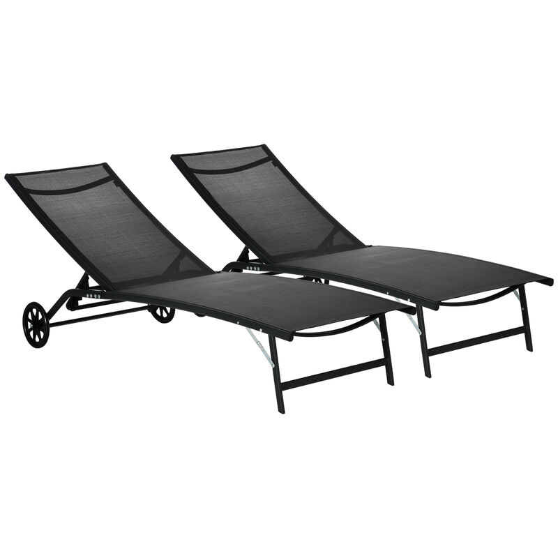 Hivvago Garden & Poolside Lounge Chairs, 2-Piece Adjustable Chaise Set image number 0