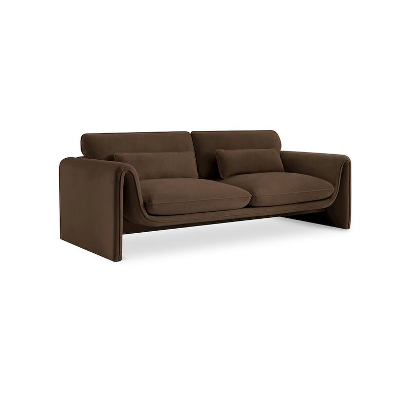 Meridian Furniture Sloan Brown Velvet Fabric Sofa