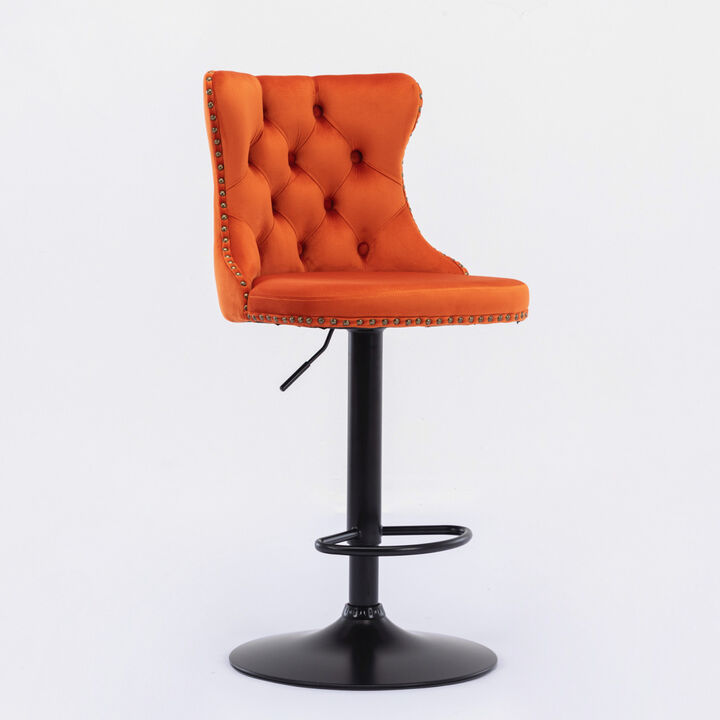 Streamdale Modern Adjustable Velvet Bar Stools, Set of 2