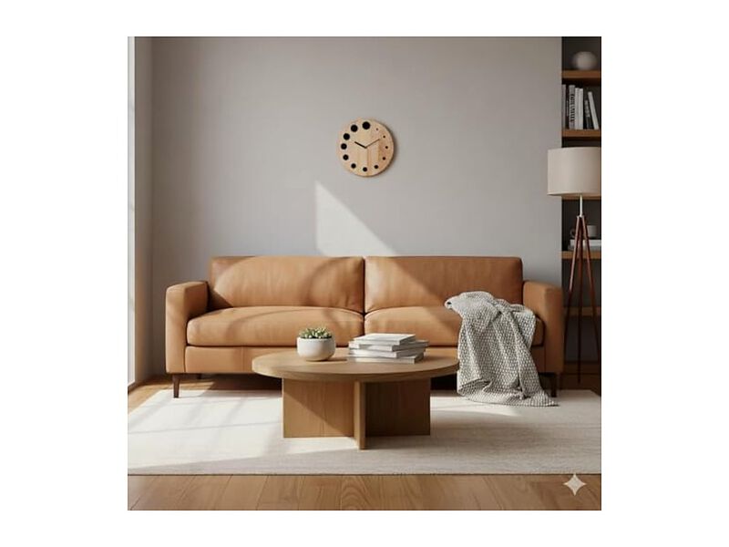 Wooden Black Acrylic Dot Rubber Wood Wall Clock 24 Cm Modern Living Room Decor image number 3