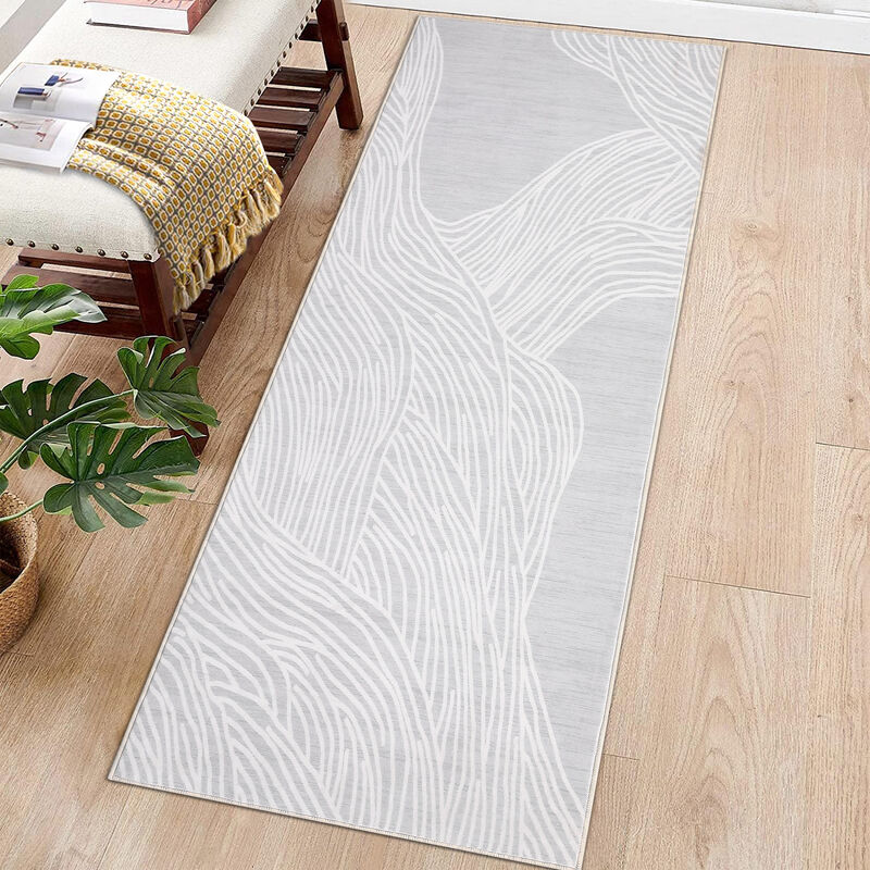8X10 FT Washable Runner Rug Modern Runner Rug Non Slip Abstract Hallway Runners Low Pile Lines Printed image number 1