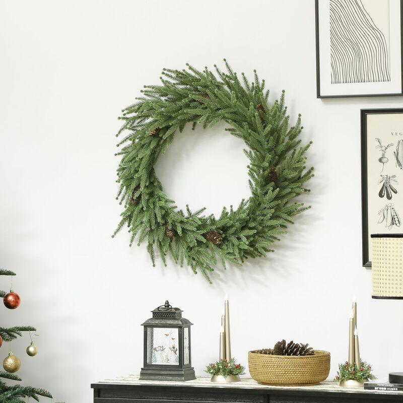 BreeBe 24 Inch Artificial Christmas Wreath with Pine Cones image number 1
