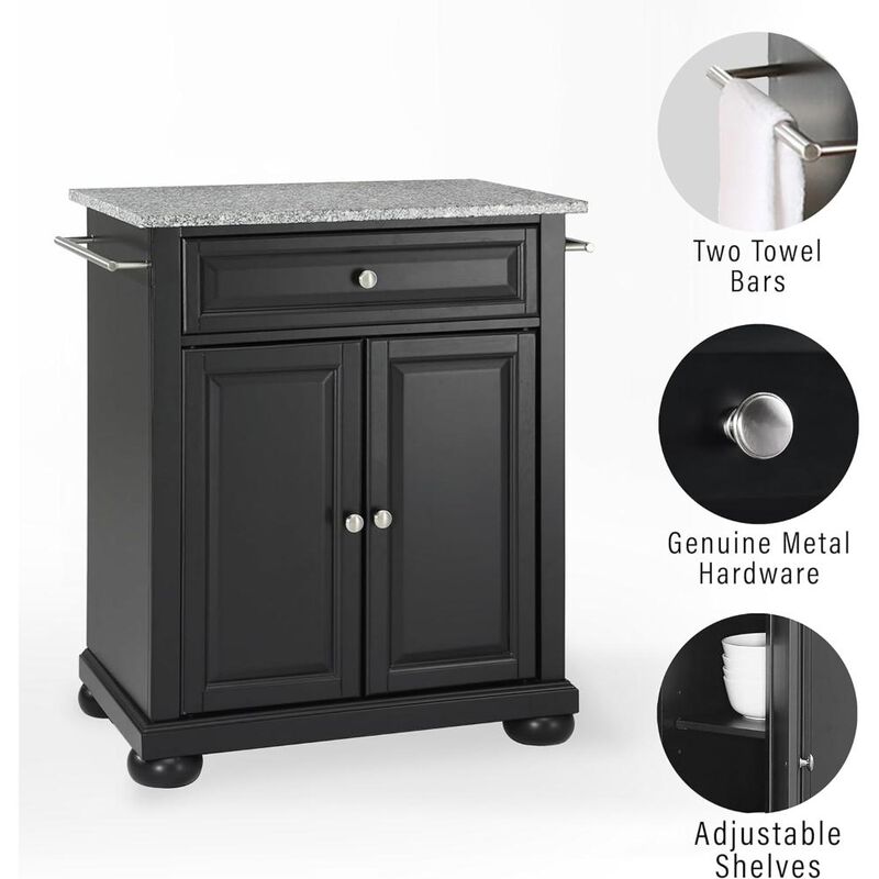 Alexandria Granite Top Portable Kitchen Island/Cart