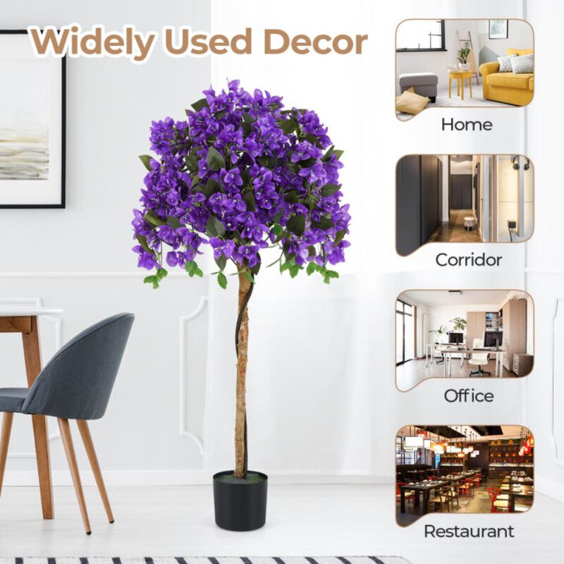 Hivvago 4.5 Feet Artificial Azalea Tree with Cement Pot