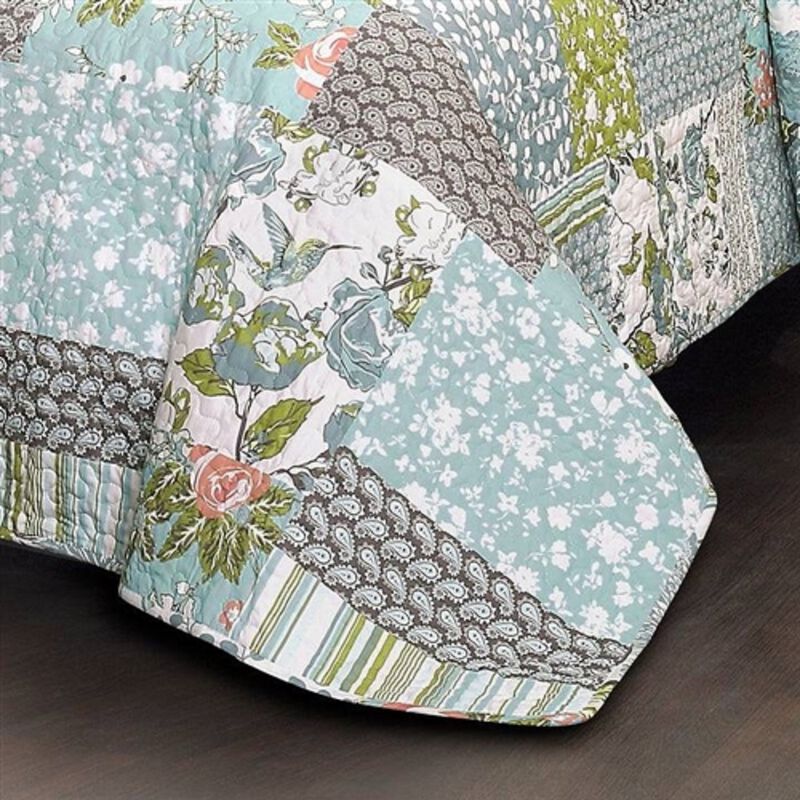 Floral Cotton Quilt Set Lightweight and Breathable 3-Piece Bedding