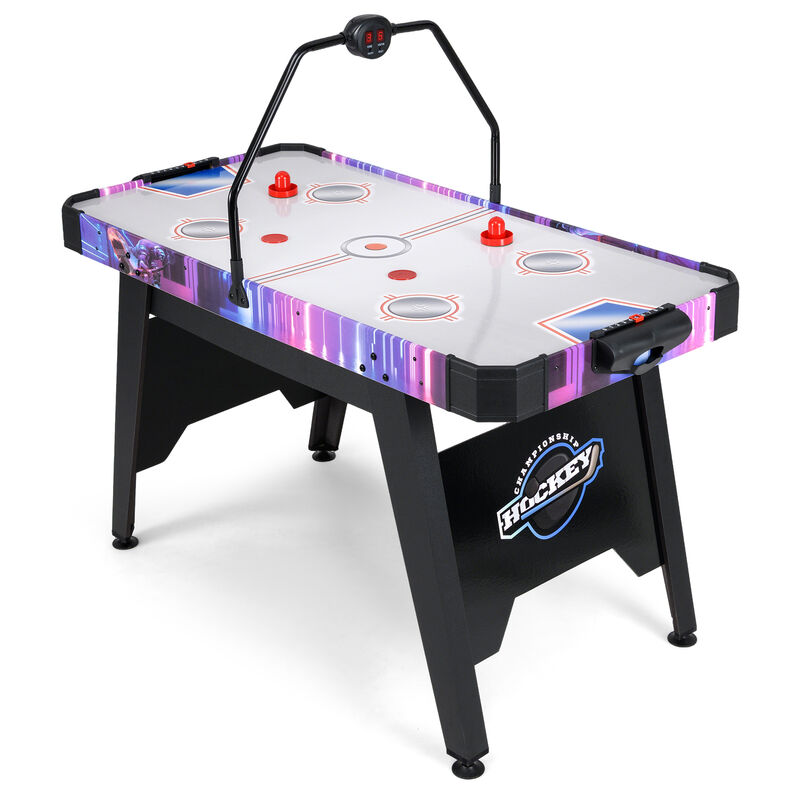 Air Hockey Table Game with LED Scoring Display and Powerful 12V Motor-White image number 0