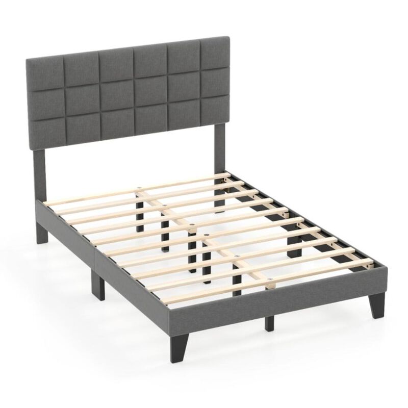 Hivvago Modern Linen Bed Frame with Adjustable Headboard-Gray