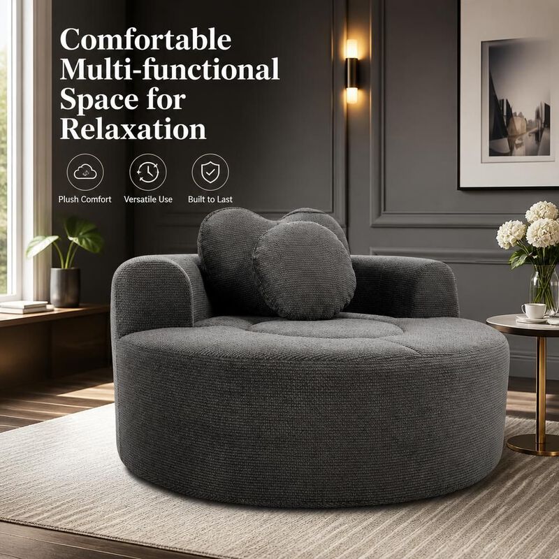 GOODSILO Multi-functional Round Memory Foam Sectional Convertible Sofa Bed Cloud Couch for Small Living Spaces, Apartments and Offices image number 4