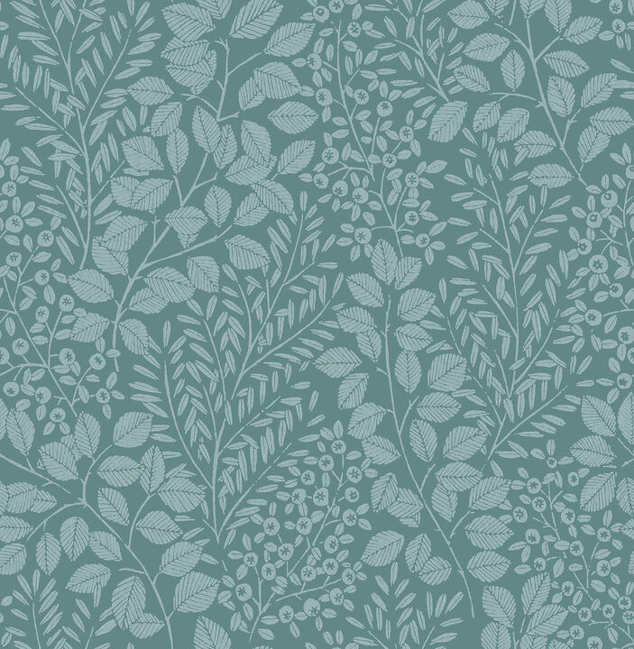 Elin Sky Blue Berry Botanical Wallpaper