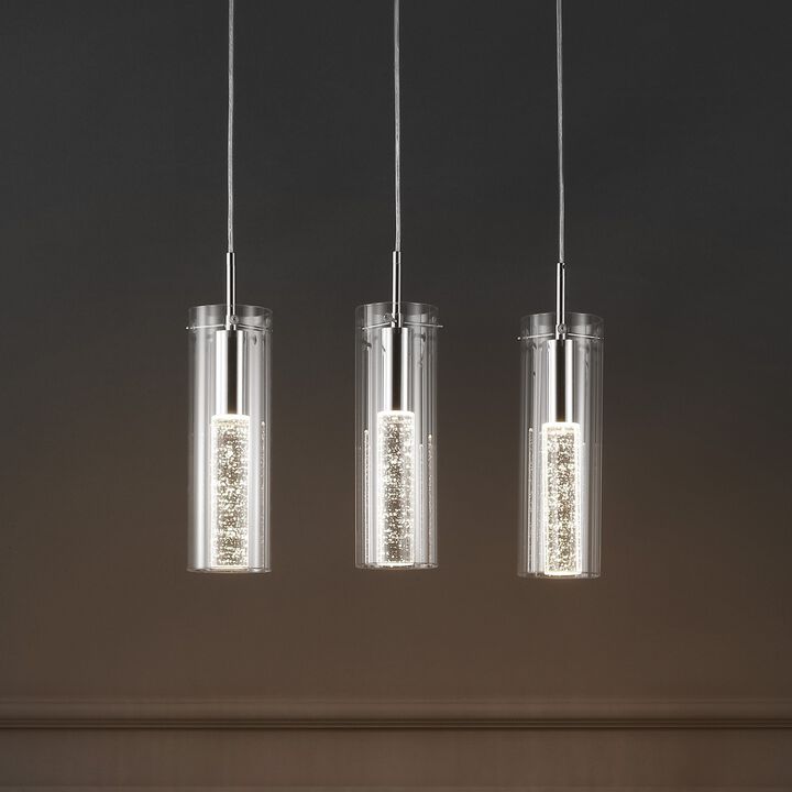Mium 21.63" 3-Light Modern Style Iron/Crystal/Glass Integrated LED Linear Pendant