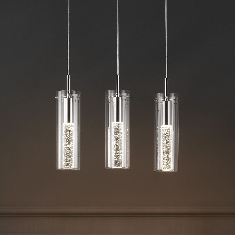 Mium 21.63" 3-Light Modern Style Iron/Crystal/Glass Integrated LED Linear Pendant