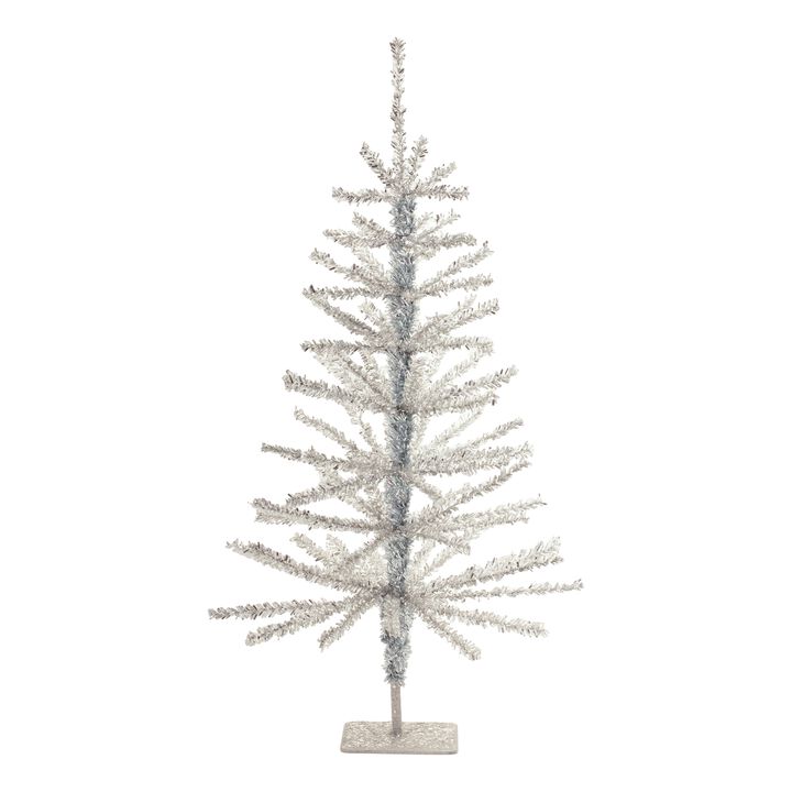 Set of 2 Metallic Pine Trees for Holiday Shelf, Tabletop, or Mantel Display