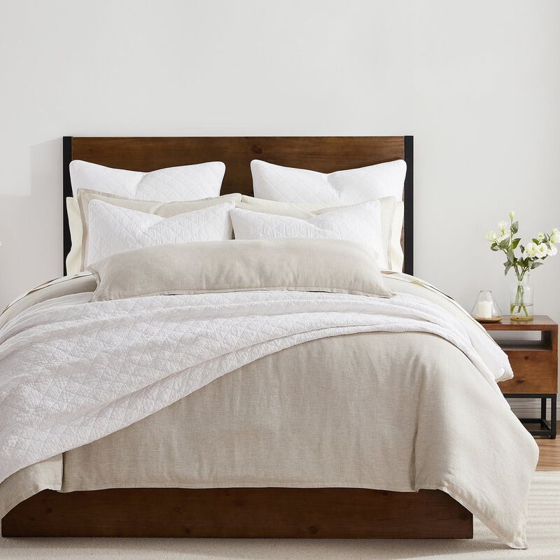 Stonewashed Cotton Gauze White Twin Quilt Set image number 2