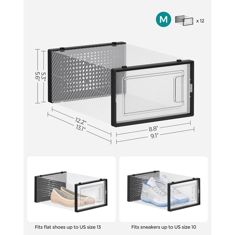 Pack of 18 Stackable Shoe Storage Organizers - Practical Shoe Boxes for Organized Spaces