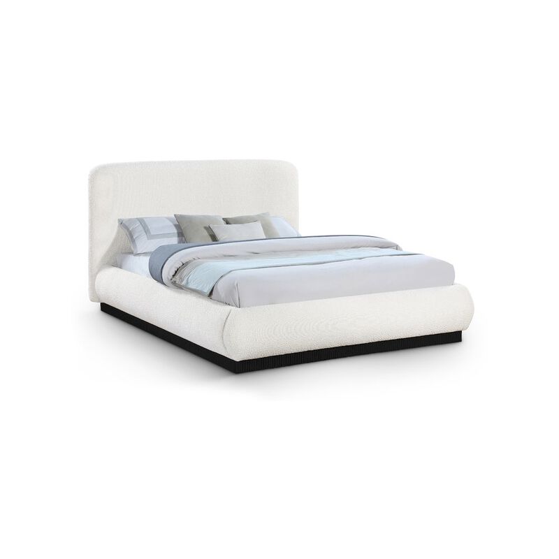 Meridian Furniture Rigby Cream Boucle Fabric King Bed