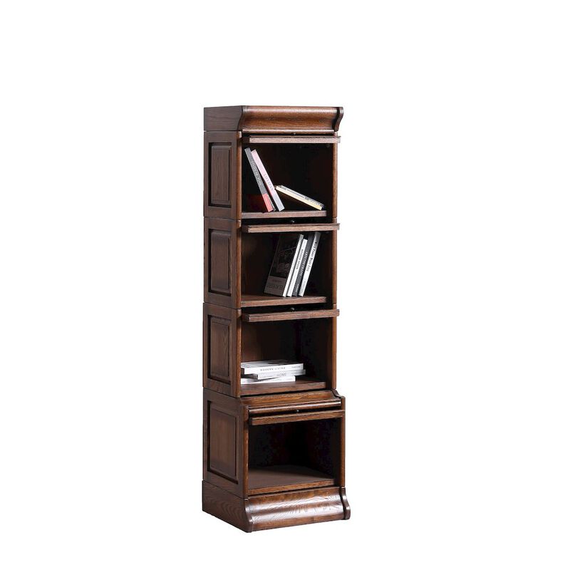 Crafters and Weavers Mission Narrow Barrister Bookcase - Beveled Glass