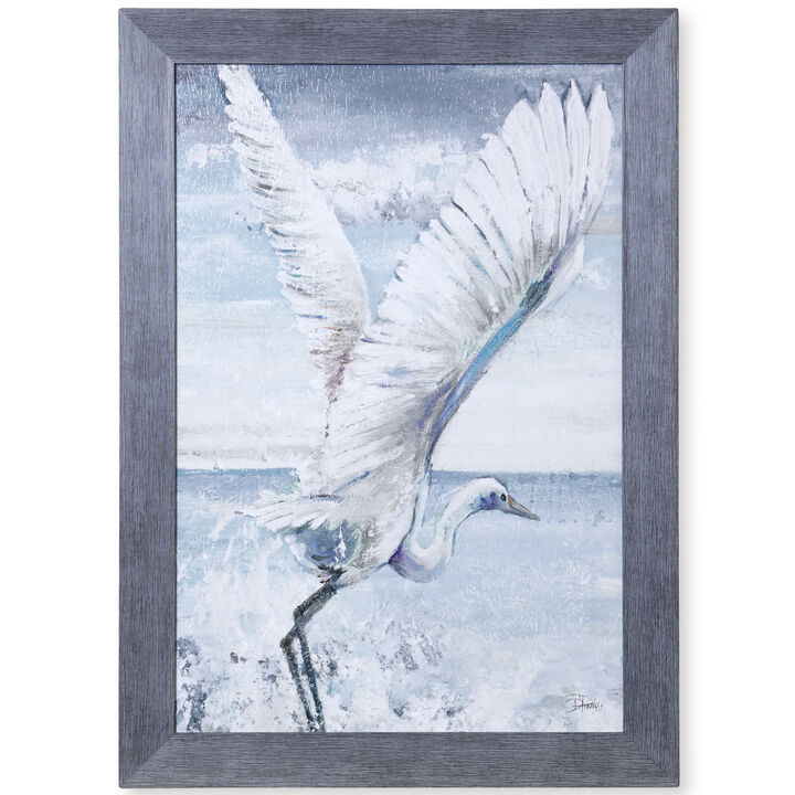 Great Egret Flying Framed Print