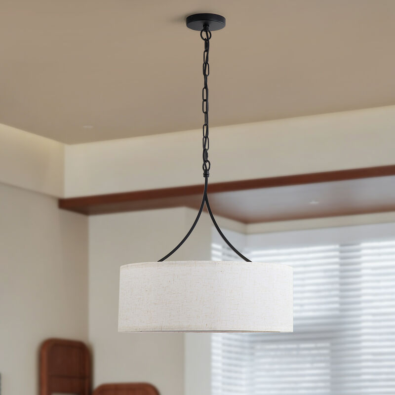 ELEMENT ACE Adjustable Height Drum Pendant Ceiling Light Fixture, Transitional Chandelier for Dining Room Over Table, Kitchen Island, Living Room Entryway image number 4