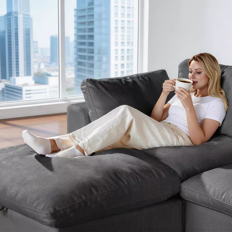 120" Modular Sectional Sleeper Sofa, 6-Seat Couch Bed with Storage Ottoman Deep Seat for Living Room image number 5