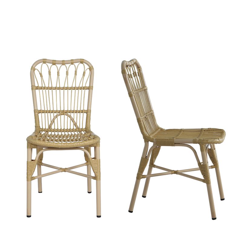 Merax Outdoor PE Wicker Patio Dining Chairs Set of 2