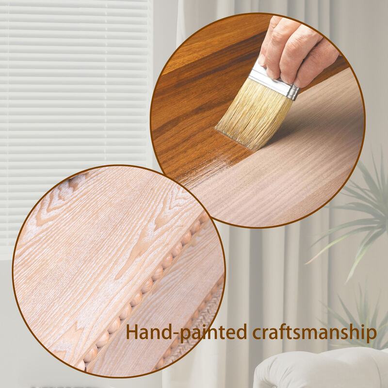 GOODSILO Rustic Beaded Edge Rectangular Coffee Table with Open Storage Shelf Modern Farmhouse Style image number 9