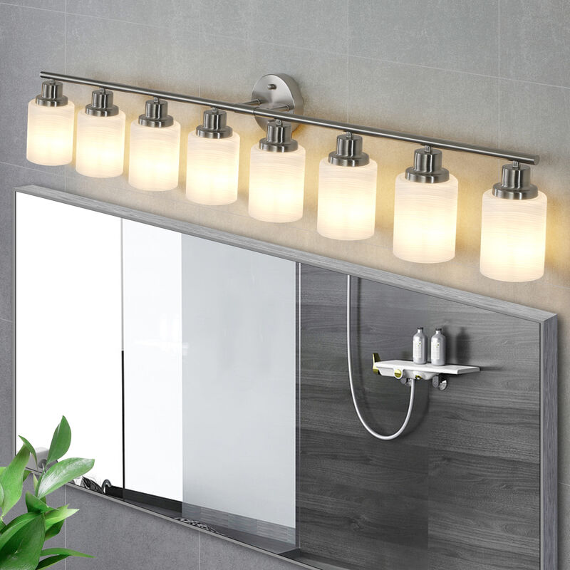 ELEMENT ACE 52 Inch 8-Light Vanity Wall Sconce Hardwired Wall Mounted Lighting Fixture with Frosted Glass Shades for Bathroom Hallway Dressing Room Use image number 3