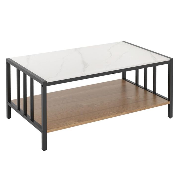 Hivvago 2 Tier Coffee Table with Sintered Stone Tabletop