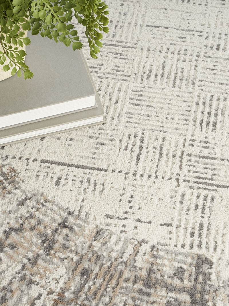 Elation ETN05 Ivory/Gray 5' x 8' Oval Rug